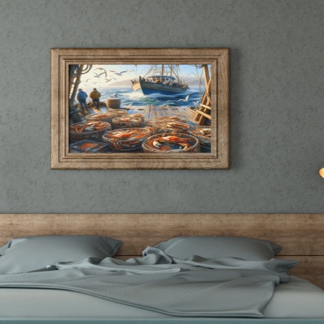 Twilight Harvest Fishermen sammeln Krabben 20x16 Poster (Von Creator hochgeladen)