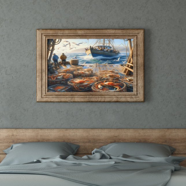 Twilight Harvest Fishermen sammeln Krebse 24x18 Poster (Von Creator hochgeladen)