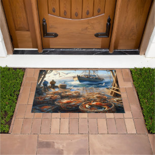 Twilight Harvest Fishermen sammeln Krebse 36x24 Fußmatte