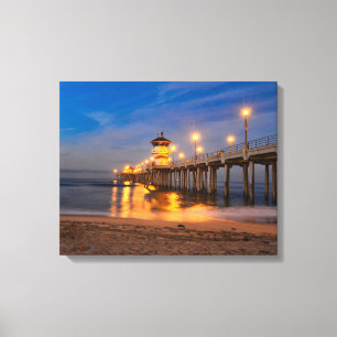 Twilight in Huntington Beach California Leinwanddruck