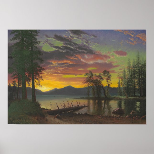 Twilight, Lake Tahoe, c.1870s (Öl auf Leinwand) Poster (Vorne)