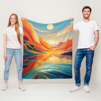 Twilight-Landschaft Reflexion auf See Fleecedecke