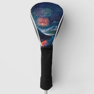 Twilight Mountain mit Feuerwerk Golf Headcover