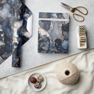 Twilight Navy Blau und Grau mit antiken Gold Geschenkpapier