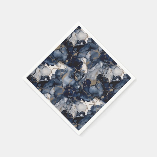Twilight Navy Blau und Grau mit antiken Gold Serviette (Ecke)