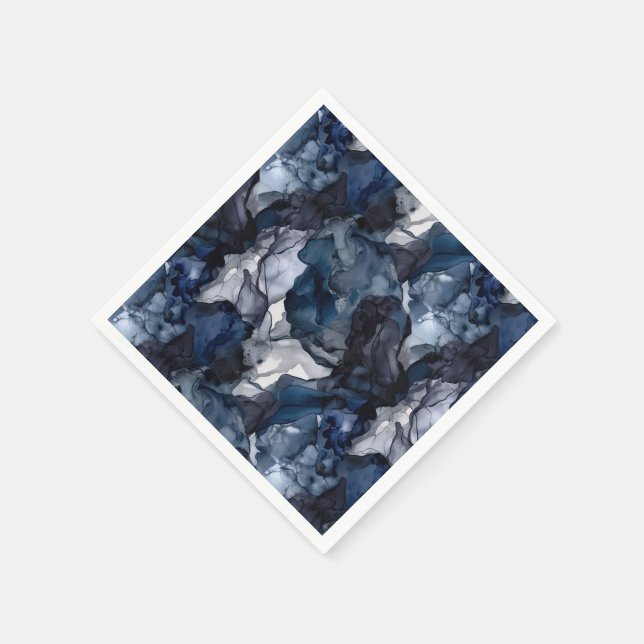 Twilight Navy Blue, Lavender und Grau Alkohol Tint Serviette (Ecke)