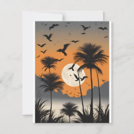 Twilight Palm Trees - Spooky - Blank Notecard Einladung