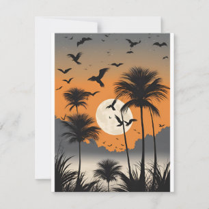 Twilight Palm Trees - Spooky - Blank Notecard Einladung