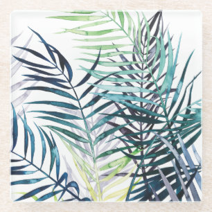 Twilight Palmen - tropisches Blätter Glasuntersetzer