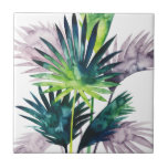 Twilight Palms - Palm Fronds Fliese<br><div class="desc">"Twilight Palms III" von Grace Popp. Die tropische Vegetation im Aquarell-Stil.</div>