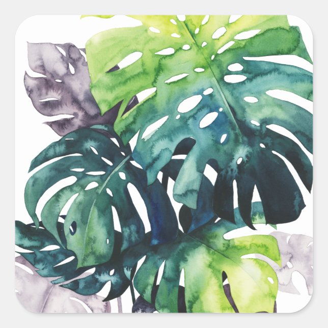 Twilight Palms - Split Leaf Quadratischer Aufkleber (Vorderseite)