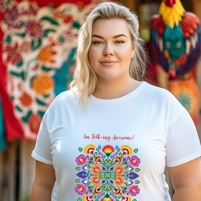 Twilight Petals: Wycinanki Charm Tri-Blend Shirt (Plus size polish folklore t shirt with custom text on top)