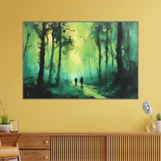 Twilight Promenade auf dem grünen Wald Leinwanddruck