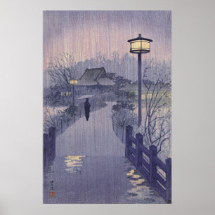 Twilight Rain auf dem Weg nach Shinobazu in Japan Poster