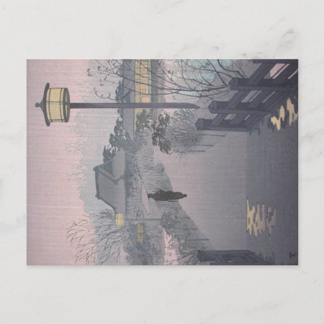 Twilight Rain auf dem Weg nach Shinobazu in Japan Postkarte (Vorderseite)