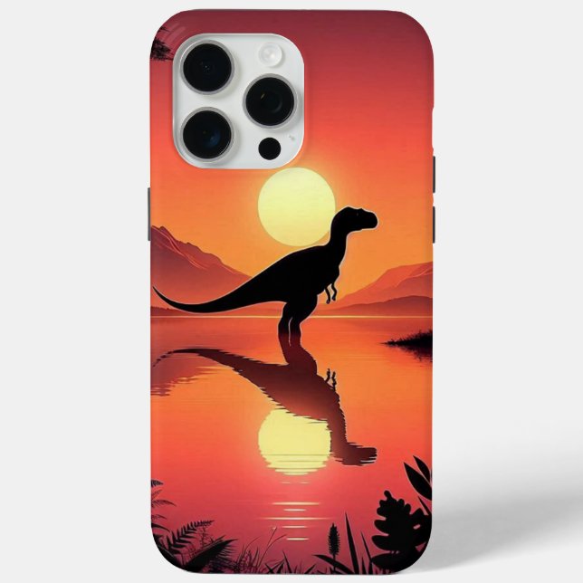 Twilight Roar - Dinosaurier Silhouette am See Case-Mate iPhone Hülle (Rückseite)