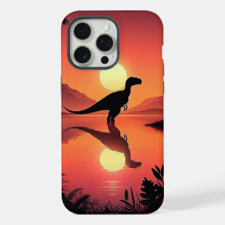 Twilight Roar - Dinosaurier Silhouette am See iPhone 15 Pro Max Hülle