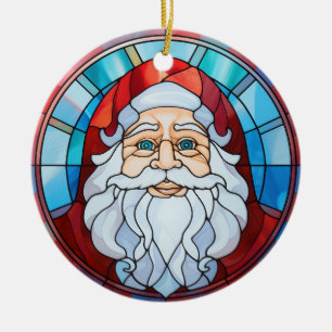 Twilight-Santa-Porträt-Buntglas-Ornament Keramik Ornament