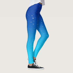 Twilight Sky mit Sternen, Blau und Türkis Leggings