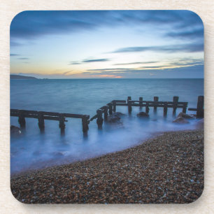 Twilight Sky Over Shoreline and Breakwater Getränkeuntersetzer