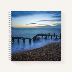 Twilight Sky Over Shoreline and Breakwater Notizbuch