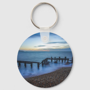 Twilight Sky Over Shoreline and Breakwater Schlüsselanhänger