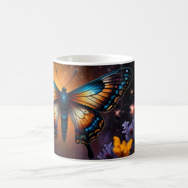 Twilight Symphony: Butterfly in einem kosmischen G Kaffeetasse (Mittel)