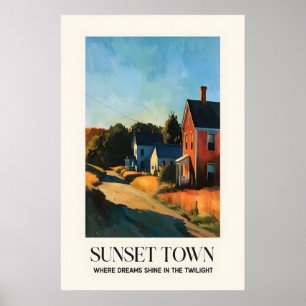 Twilight Town-Kunstprint Rustikale Americana-Lands Poster