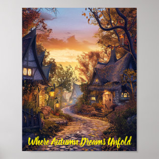 Twilight Tranquility in einem Storybook Village Poster