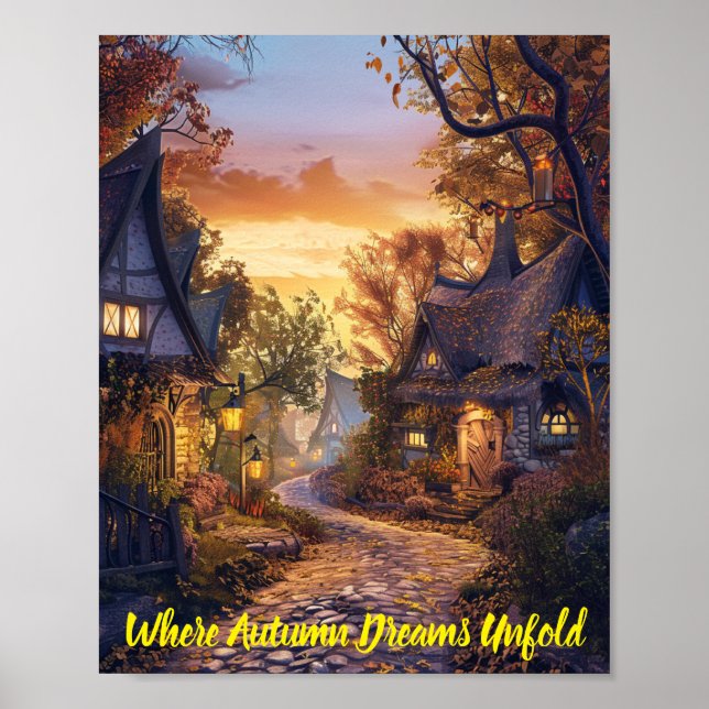 Twilight Tranquility in einem Storybook Village Poster (Vorne)