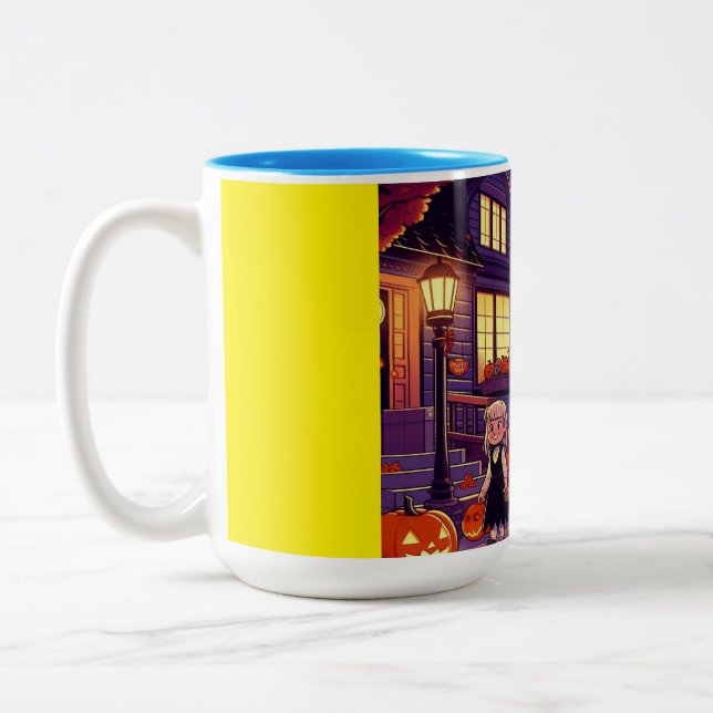 Twilight-Trick-oder-Treaters Zweifarbige Tasse (Links)