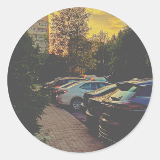 Twilight Urban Round Sticker - Anpassbar