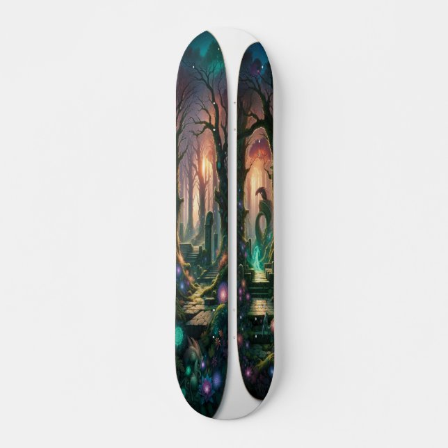 "Twilight-Verzauberung: Mythisches Waldskateboard Skateboard (Vorne)