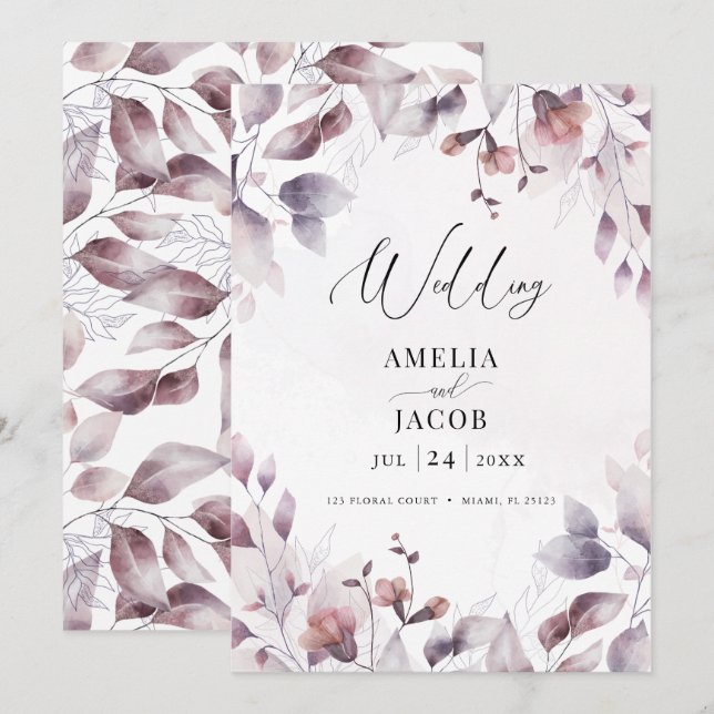 Twilight Wassercalor Moderne Grünanlage Einladung (Vorne/Hinten)