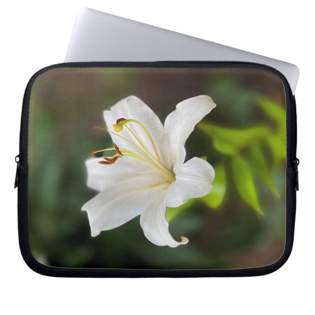 Twilight Weiße Lilie Laptopschutzhülle (Vorderseite)