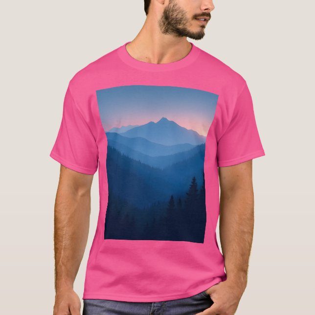 Twilight Whisper Mystical Mountain Landschaftsbild T-Shirt (Vorderseite)
