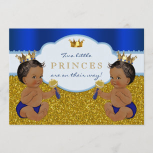 Twin African American Prince Baby Dusche Einladung