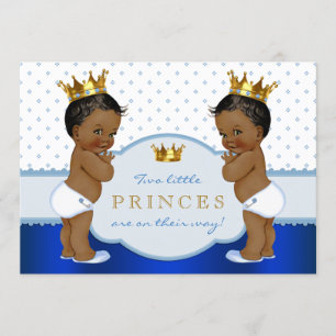 Twin African American Prince Baby Dusche Einladung