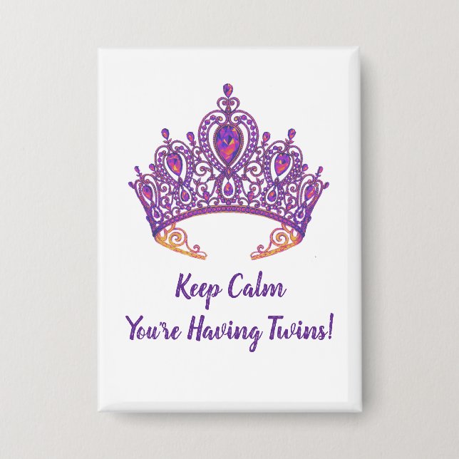 Twin Announction Button mit Lila Krone (Vorderseite)