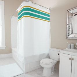 Twin Aqua Aquamarine Spitzenreitstreifen auf weiß Duschvorhang