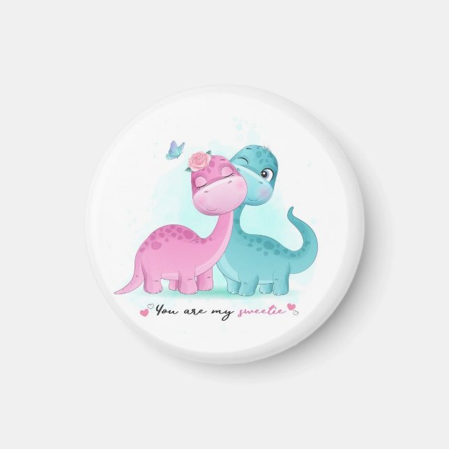 Twin Aqua und Pink Dinosaurier Magnet (Vorne)