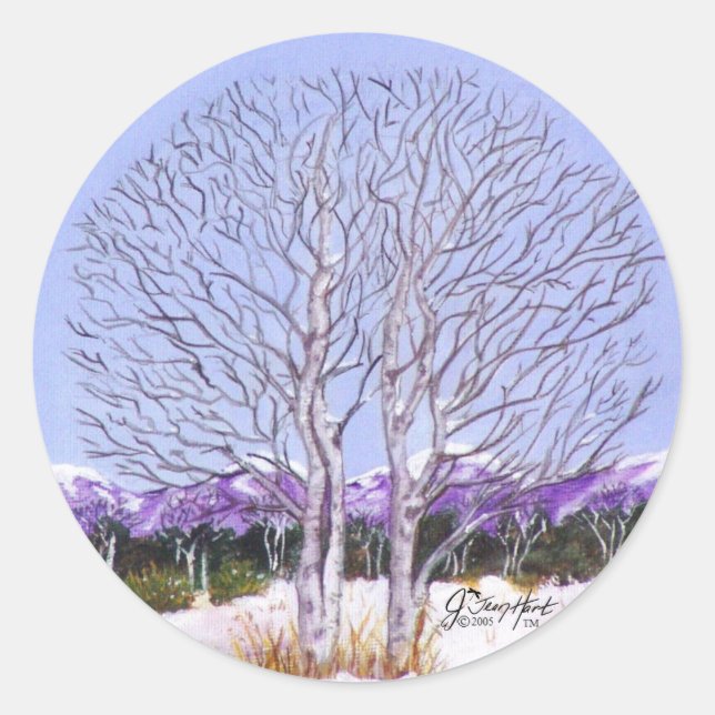 Twin Aspens Runder Aufkleber (Vorderseite)