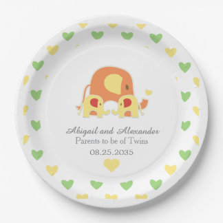 Twin Babies Elephant Theme Baby Shower  Pappteller