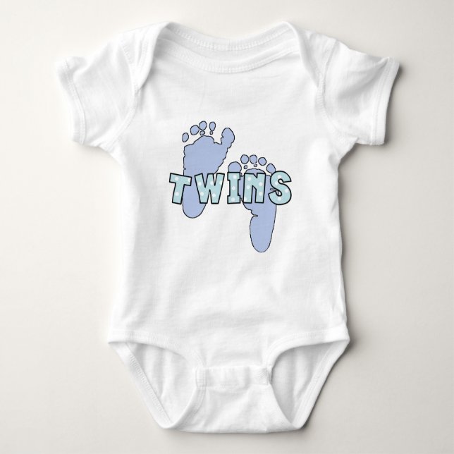 Twin Baby Boys Fußspuren Bodysuit Baby Strampler (Vorderseite)