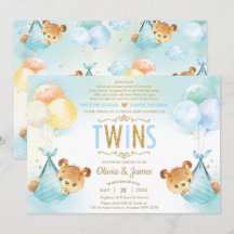 Twin Baby Boys Teddy Bears Baby Dusche by Mail