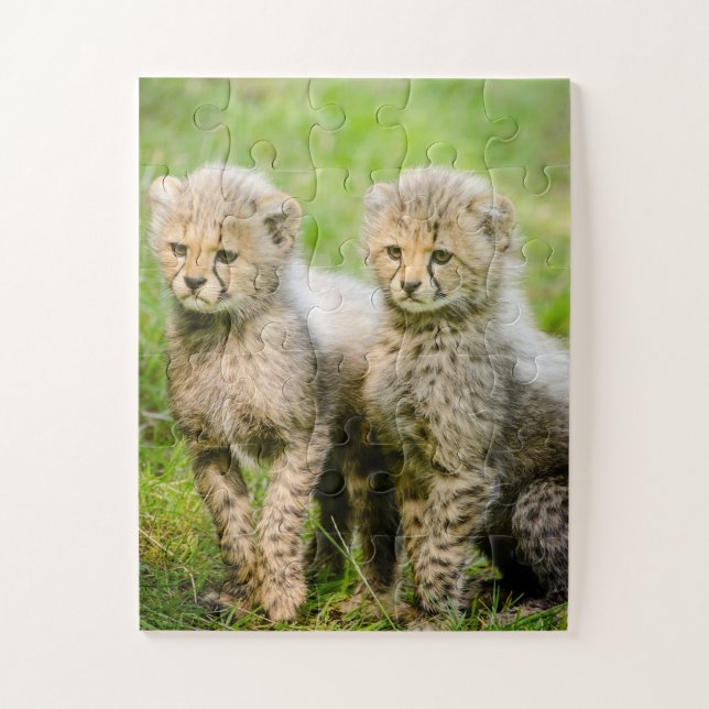 Twin Baby Cheetahs Puzzle (Vertikal)