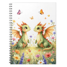 Twin Baby Dragons Fantasy-Notebook