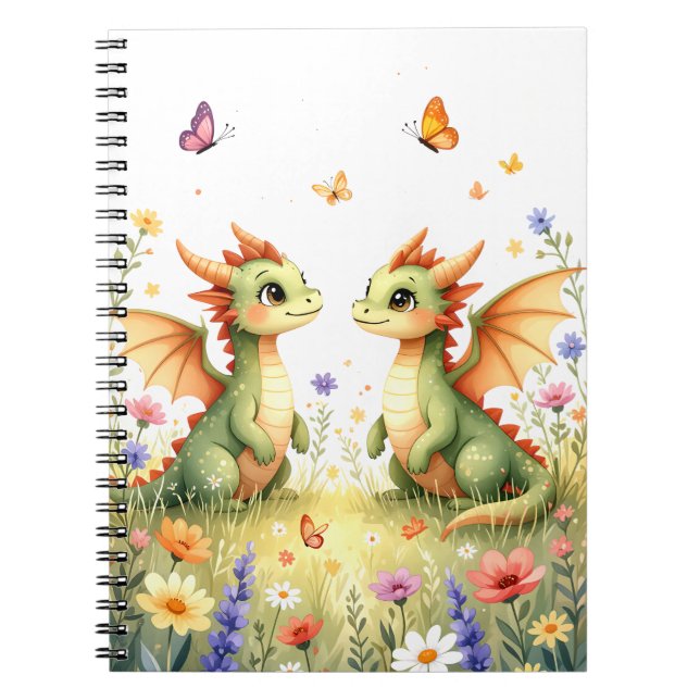 Twin Baby Dragons Fantasy-Notebook Notizblock (Vorderseite)