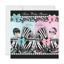 Twin Baby Dusche Niedlich Girl Pink Boy Blue Zebra