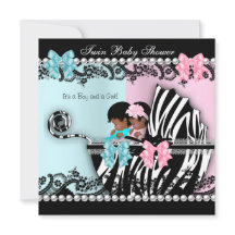 Twin Baby Dusche Niedlich Girl Pink Boy Blue Zebra
